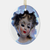 ラフビクトリアンル帽子をかぶった女性頭花瓶甘い セラミックオーナメント (右)