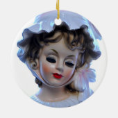 ラフビクトリアンル帽子をかぶった女性頭花瓶甘い セラミックオーナメント (裏面)
