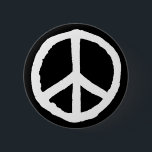 ラフピースシンボル-白（黒） 缶バッジ<br><div class="desc">大きな手書きの平和記号。チョーク効果オリジナルから作成され、最大の衝撃を与えるために大きなベクトルグラフィックに変換されます。</div>