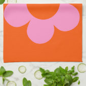 ラフルーア01レトロフローラオレンジピンク名門私立校風の花 キッチンタオル (折り畳み)