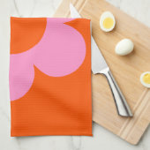 ラフルーア01レトロフローラオレンジピンク名門私立校風の花 キッチンタオル (四つ折り)