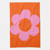 ラフルーア01レトロフローラオレンジピンク名門私立校風の花 キッチンタオル (縦)