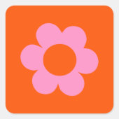 ラフルーア01レトロフローラオレンジピンク名門私立校風の花 スクエアシール (正面)