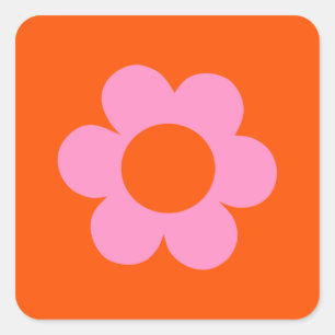 ラフルーア01レトロフローラオレンジピンク名門私立校風の花 スクエアシール