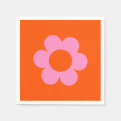 ラフルーア01レトロフローラオレンジピンク名門私立校風の花 スタンダードカクテルナプキン (正面)