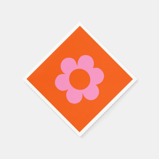 ラフルーア01レトロフローラオレンジピンク名門私立校風の花 スタンダードカクテルナプキン (角)