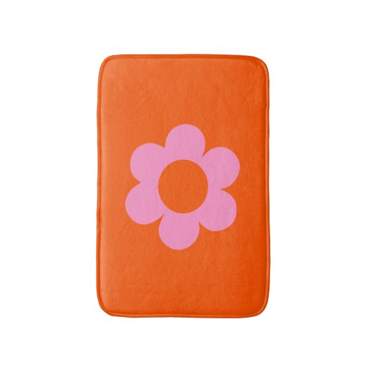 ラフルーア01レトロフローラオレンジピンク名門私立校風の花 バスマット (正面縦)