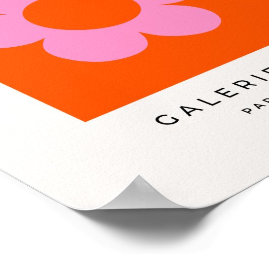 ラフルーア01レトロフローラオレンジピンク名門私立校風の花 ポスター (角)