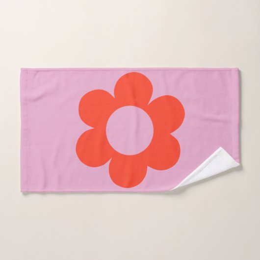 ラフルーア02フラワープリントピンクレトロ名門私立校風のフローラ バスタオルセット (ハンドタオル)