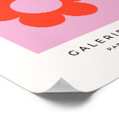 ラフルーア02フラワープリントピンクレトロ名門私立校風のフローラ ポスター (角)