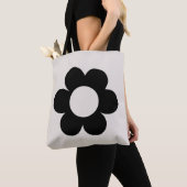ラフルーア03レトロフローラ白黒花 トートバッグ (クローズアップ)