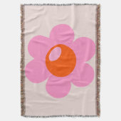 ラフルーア05抽象芸術フラワーピンク&オレンジフローラ スローブランケット (正面縦)