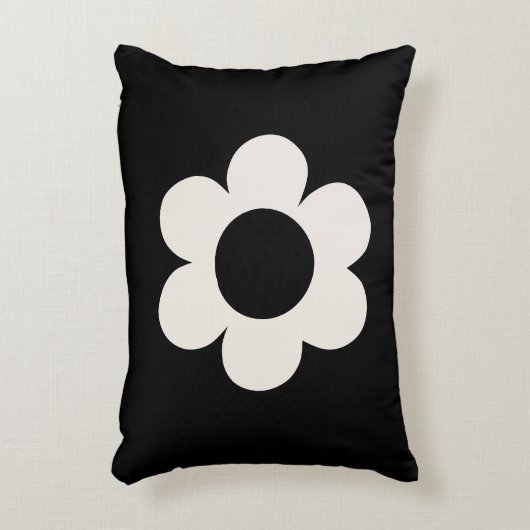 ラフルーア06レトロフローラ白黒花 アクセントクッション (正面(垂直))