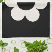 ラフルーア06レトロフローラ白黒花 キッチンタオル (折り畳み)