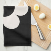 ラフルーア06レトロフローラ白黒花 キッチンタオル (四つ折り)