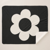 ラフルーア06レトロフローラ白黒花 シェルパブランケット (正面(横))