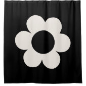 ラフルーア06レトロフローラ白黒花 シャワーカーテン (正面)
