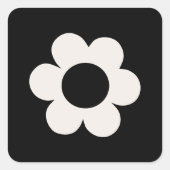 ラフルーア06レトロフローラ白黒花 スクエアシール (正面)