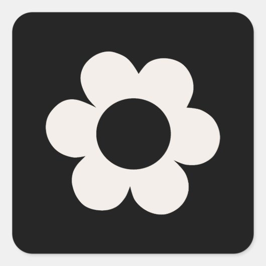 ラフルーア06レトロフローラ白黒花 スクエアシール (正面)