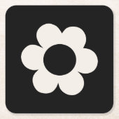 ラフルーア06レトロフローラ白黒花 スクエアペーパーコースター (正面)