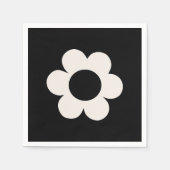 ラフルーア06レトロフローラ白黒花 スタンダードカクテルナプキン (正面)