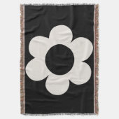 ラフルーア06レトロフローラ白黒花 スローブランケット (正面縦)