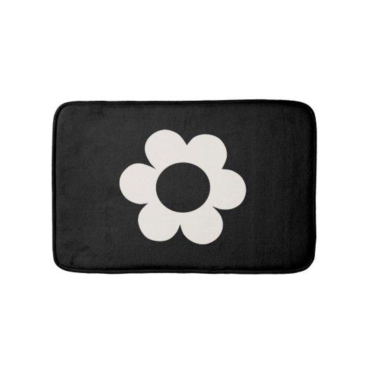 ラフルーア06レトロフローラ白黒花 バスマット (正面)