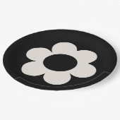 ラフルーア06レトロフローラ白黒花 ペーパープレート (アングル)