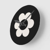 ラフルーア06レトロフローラ白黒花 ラウンド壁時計 (傾斜)