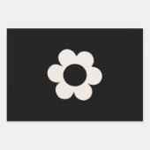 ラフルーア06レトロフローラ白黒花 ラッピングペーパーシート (正面)