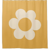 ラフルーア07レトロフローライエローフラワー シャワーカーテン (正面)