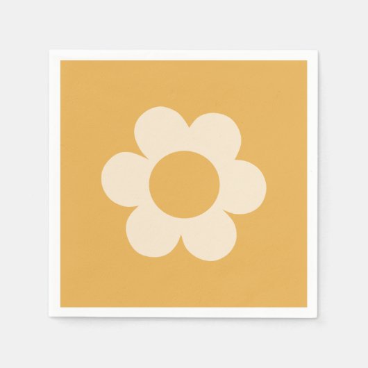 ラフルーア07レトロフローライエローフラワー スタンダードカクテルナプキン (正面)