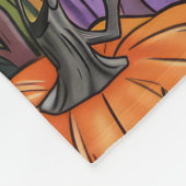 ラフ不気味コリードッグハロウィンウィッチカボチャ フリースブランケット (角)