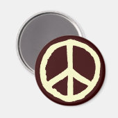 ラフ平和のシンボル – ダークブラウンのクリーム マグネット (正面/裏面)