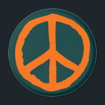 ラフ平和シンボル – ダークグリーンのオレンジ マグネット<br><div class="desc">チョーク効果オリジナルから作成され、最大の影響を与える大きなベクトル図形に変換された大きな粗い手描き平和シンボル。</div>