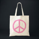 ラフ平和シンボル – ピンク トートバッグ<br><div class="desc">チョーク効果オリジナルから作成され、最大の影響を与える大きなベクトル図形に変換された大きな粗い手描き平和シンボル。</div>
