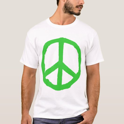 ラフ平和シンボル – 緑 Tシャツ (正面)