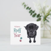 ラフ年ブラックおもしろいラブラドールクリスマスパンデミック シーズンカード (スタンド正面)