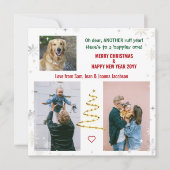 ラフ年ペットおもしろいドッグクリスマスツリーレター写真 シーズンカード (正面)