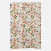 ラフ竹フローラデイジーシャームロックファームハウス キッチンタオル (縦)