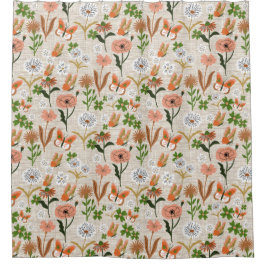 ラフ竹フローラデイジーシャームロックファームハウス シャワーカーテン