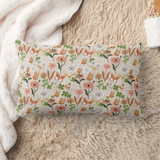 ラフ竹フローラデイジーシャームロックファームハウス ランバークッション (ブランケット)