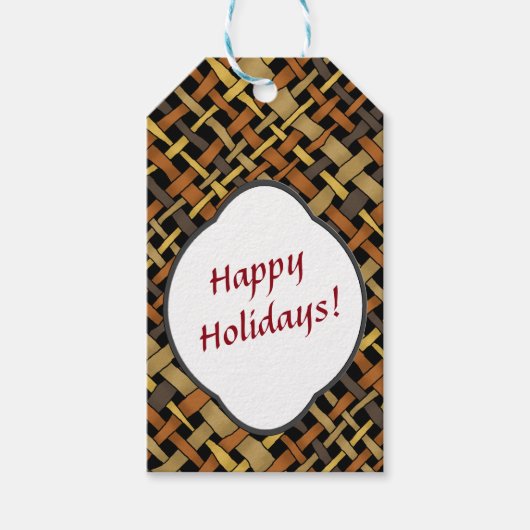 ラフ素朴グラフィックBurlap任意の文字 ギフトタグ (正面)