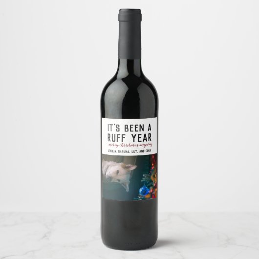 ラフ2020年クリスマスペットの写真 ワインラベル (正面)