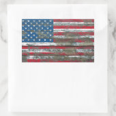 ラフ・ウッド・ボードに対するアメリカ国旗のエフェクト 長方形シール (バッグ)