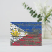 ラフ・ウッド・ボードに対するフィリピン国旗の効果 ポストカード (スタンド正面)