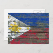 ラフ・ウッド・ボードに対するフィリピン国旗の効果 ポストカード (正面/裏面)