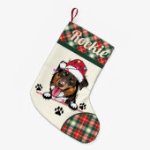 ラフ・コリー・ドッグ・パーソナライズされたクリスマス スモールクリスマスストッキング (正面 (吊り時))