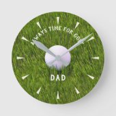 ラフ・ゴルファーパパのグリーン・ゴルフボール ラウンド壁時計 (正面)