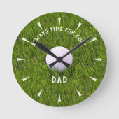 ラフ・ゴルファーパパのグリーン・ゴルフボール ラウンド壁時計 (正面)